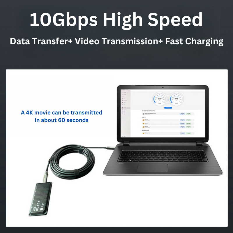 15m 10Gbps All-in-one Type-C USB3.2 GEN2 Optical Fiber Cable Fast Charge 8K@60 4K@144Hz/120Hz for VR, Switch, iPhone, MacBook