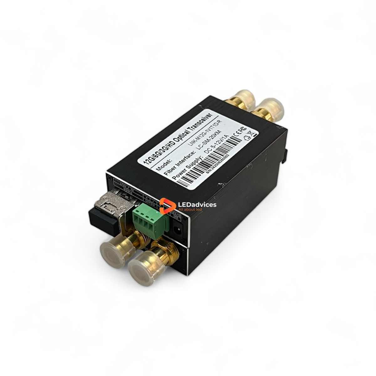 Mini 12G-SDI fiber extender with loop-out RS485 tally enables 4K SDI transmission over fiber up to 20km via LC optic transceiver