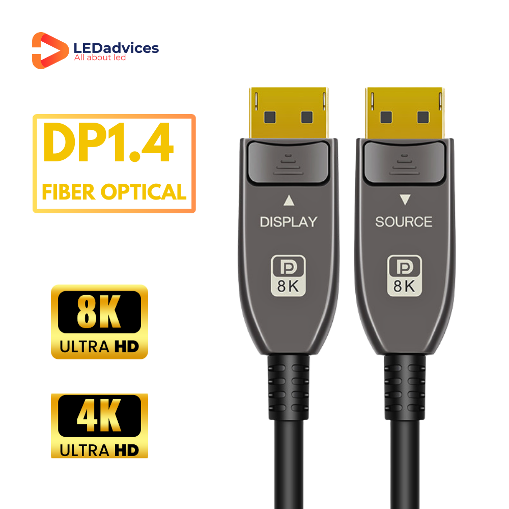 High Quality DP1.4 8K 60Hz Fiber Optic Cable 32.4Gbps 32-bit/1536KHz Audio 4K@144Hz HDR 3D for Gaming TV Projector Monitor