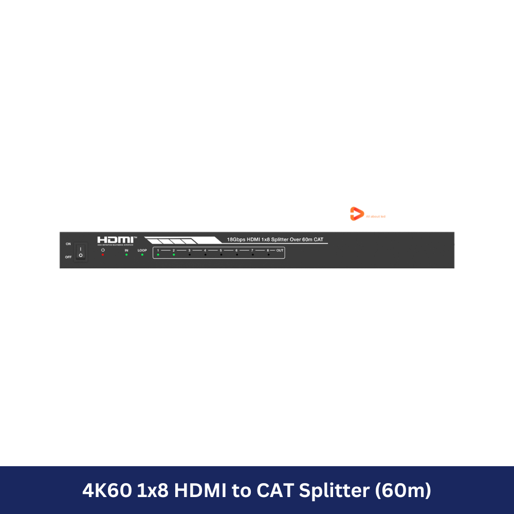 1x8 4K60 HDMI Over CAT Splitter (60m) – HDC-SPB18D60