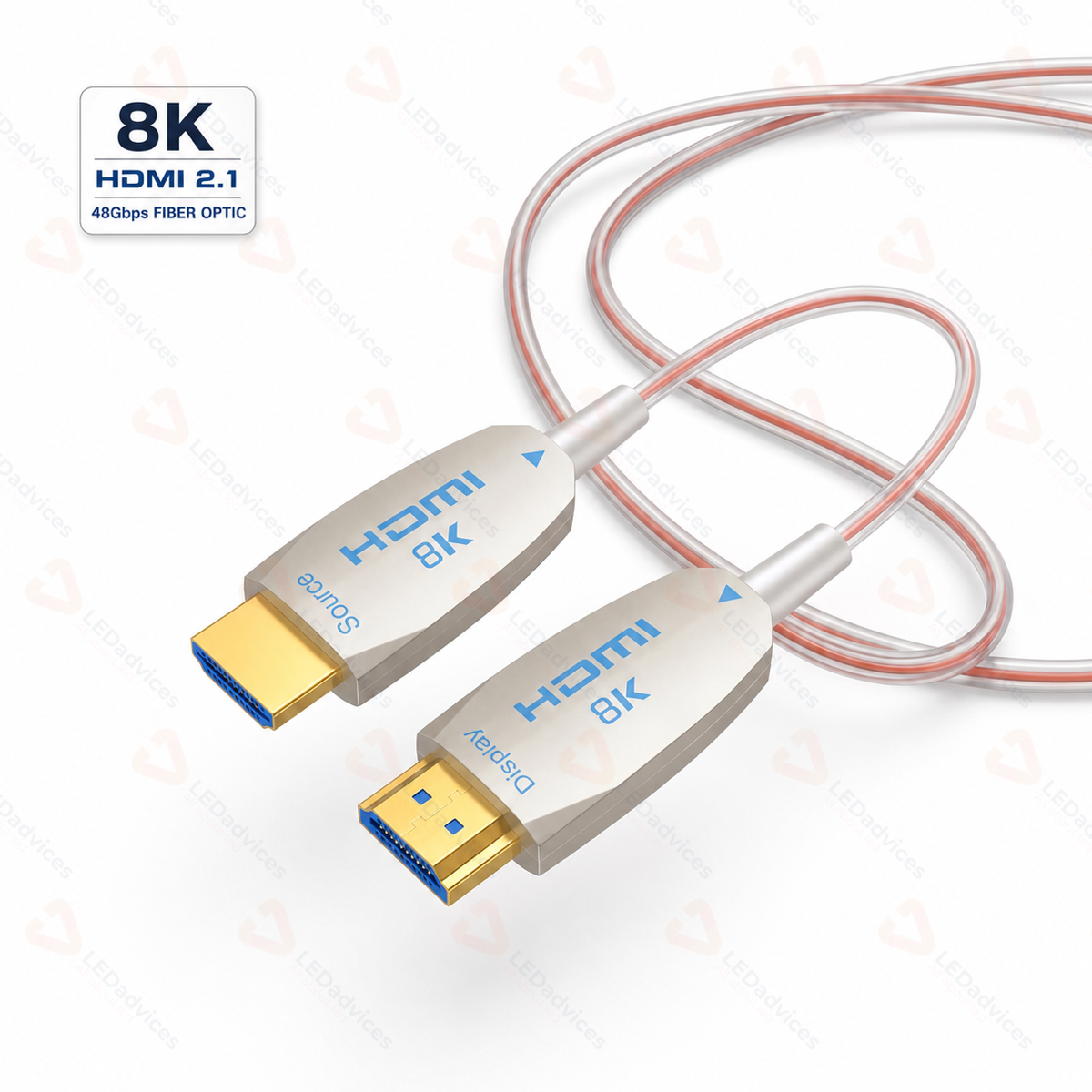 Ultra-Slim Transparent 8K HDMI 2.1 Active Optical Cable (AOC) – 48Gbps High-Speed Fiber Optic HDMI Cord (1m to 8m)