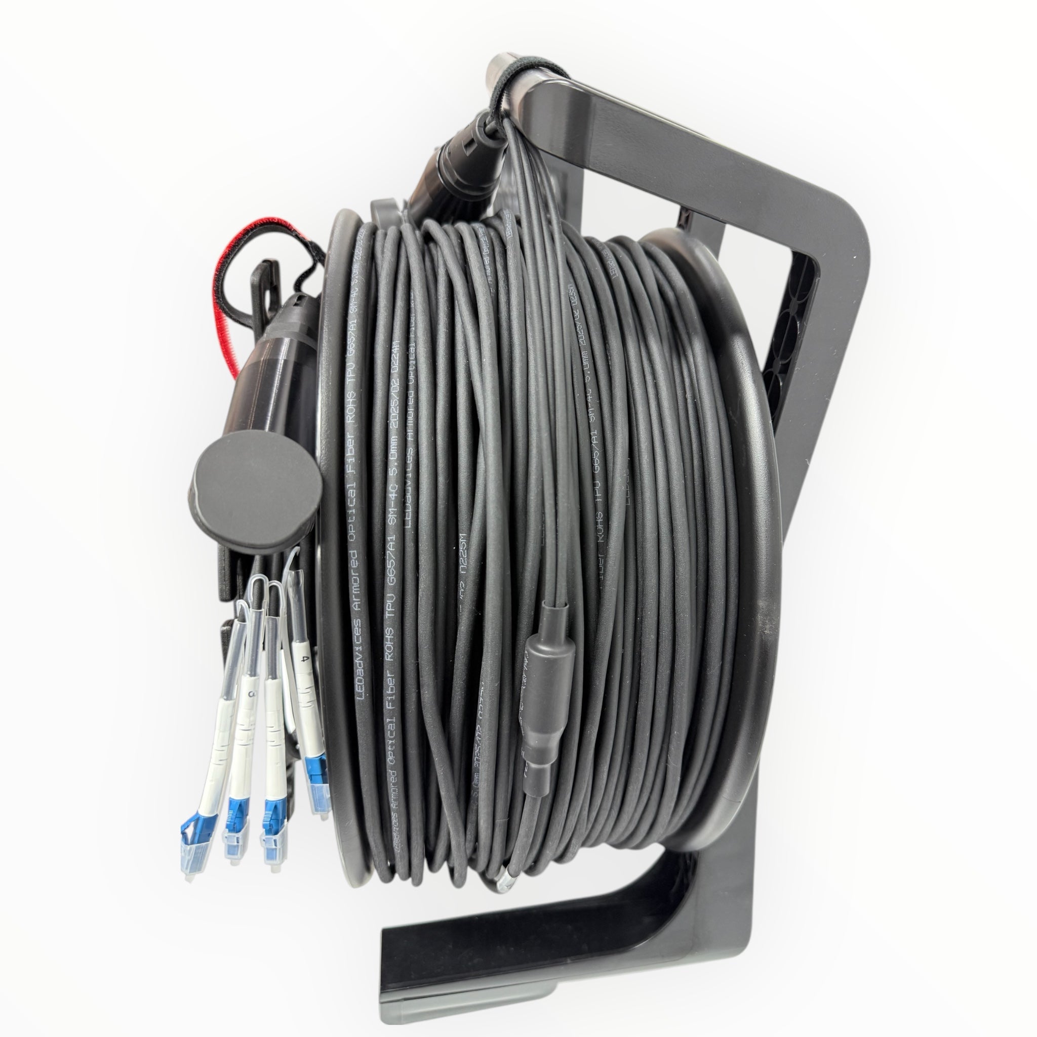 4-Core Single Mode SM Matt Frosted TPU Armored Tactical Fiber Optic Cable LC-LC