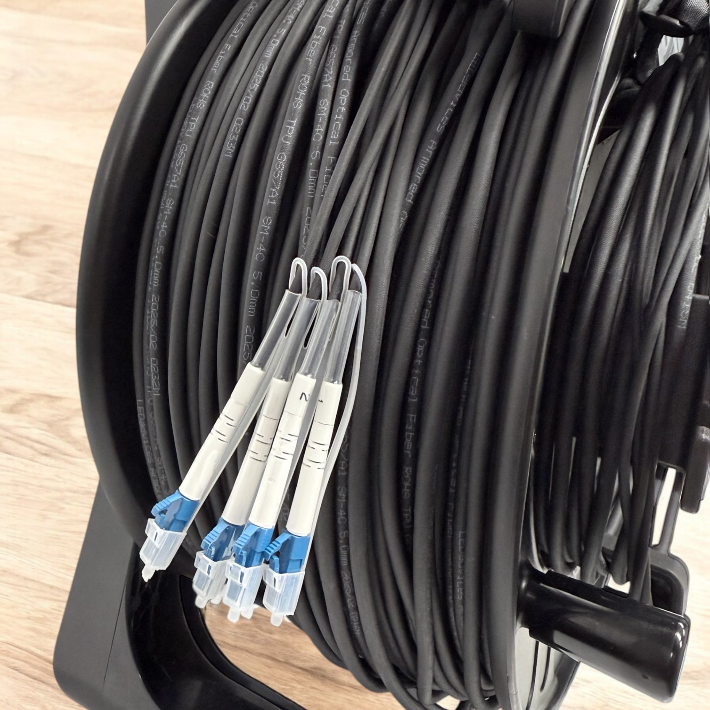 4-Core Single Mode SM Matt Frosted TPU Armored Tactical Fiber Optic Cable LC-LC