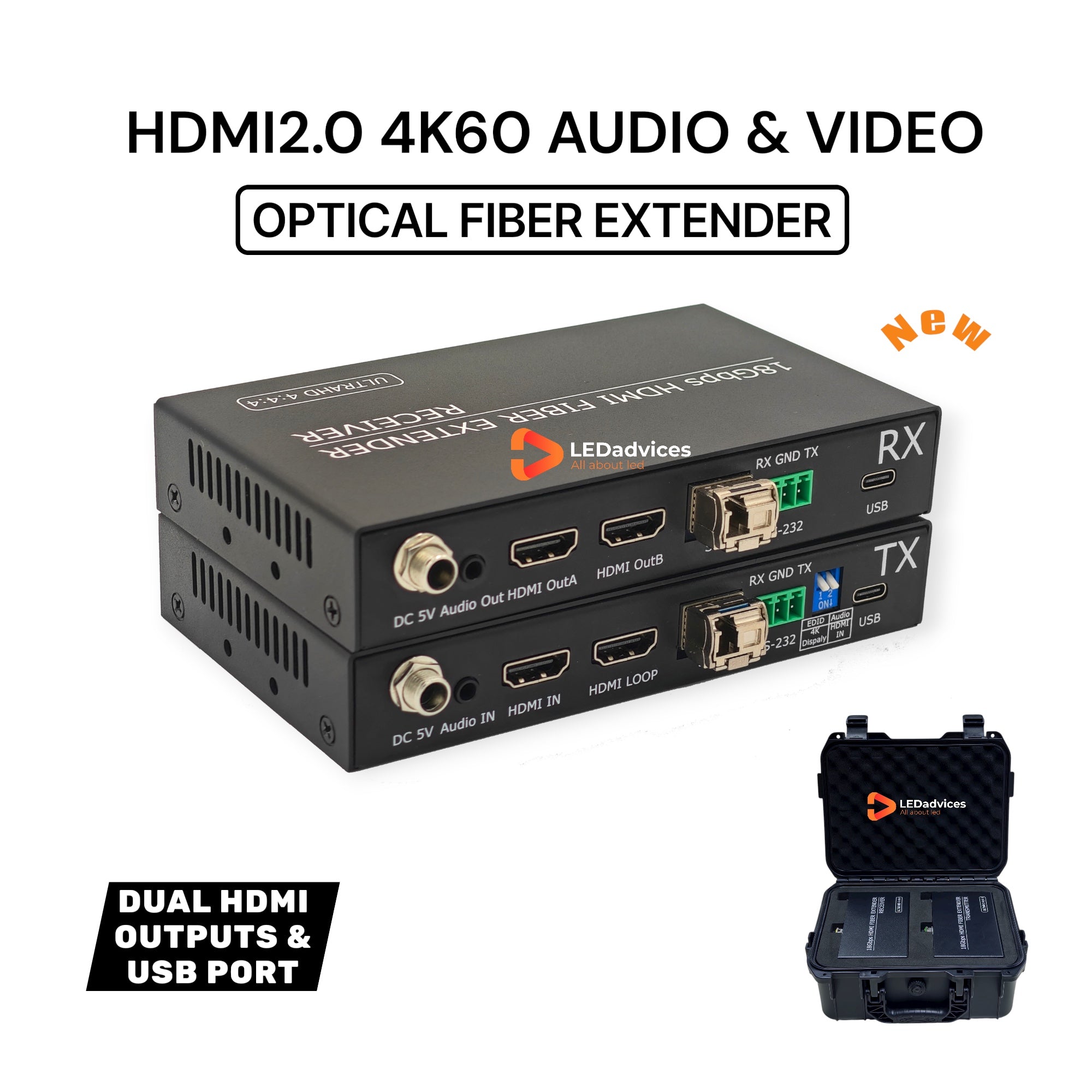 HDMI 2.0 4K Audio & Video Optical Extender – 10km Transmission