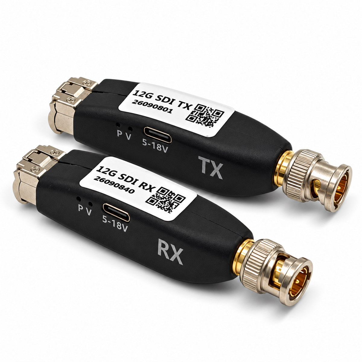 Mini 12G-SDI Fiber Optic Converter TX/RX Set — 4K 60Hz, Simplex LC