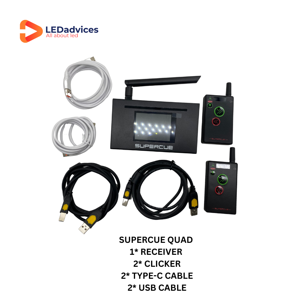 SuperCue Quad 100m / 330ft Intelligent PPT Clicker Smart Powerpoint Slide Changer Perfect Cue TPYE-C USB 4pcs Laptops Macbook