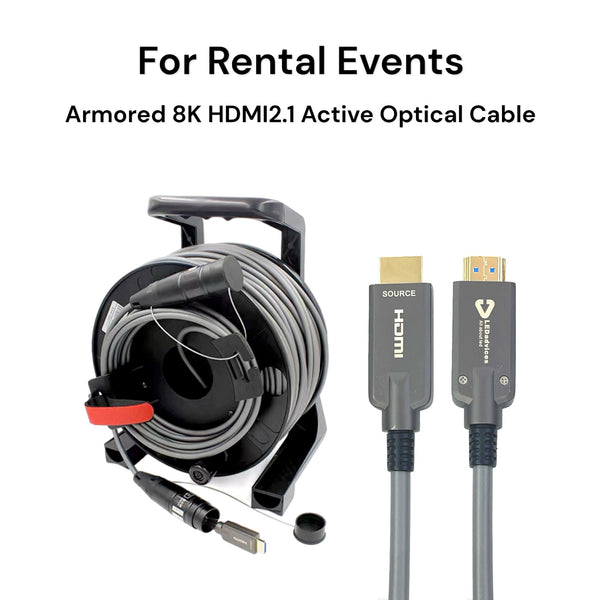 8K HDMI 2.1 Active Optical Cable – 48Gbps, 150m, Armored Fiber, Gold-P