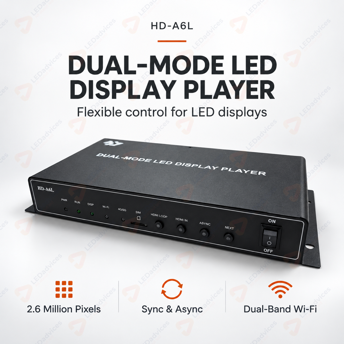 Huidu HD-A6L Dual-Mode LED Display Player | 2.6 Million Pixels, Wi-Fi & HDMI Splicing