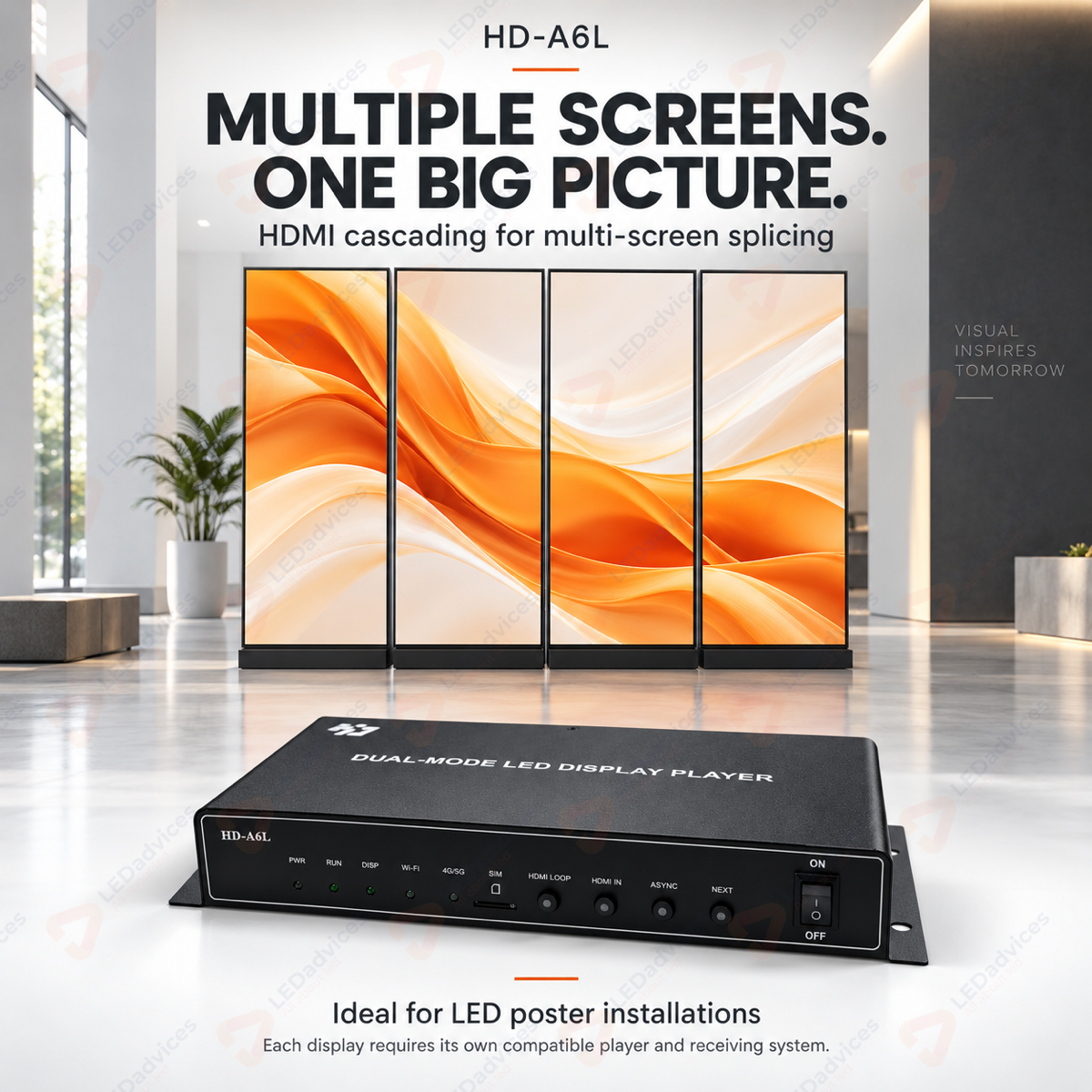 Huidu HD-A6L Dual-Mode LED Display Player | 2.6 Million Pixels, Wi-Fi & HDMI Splicing