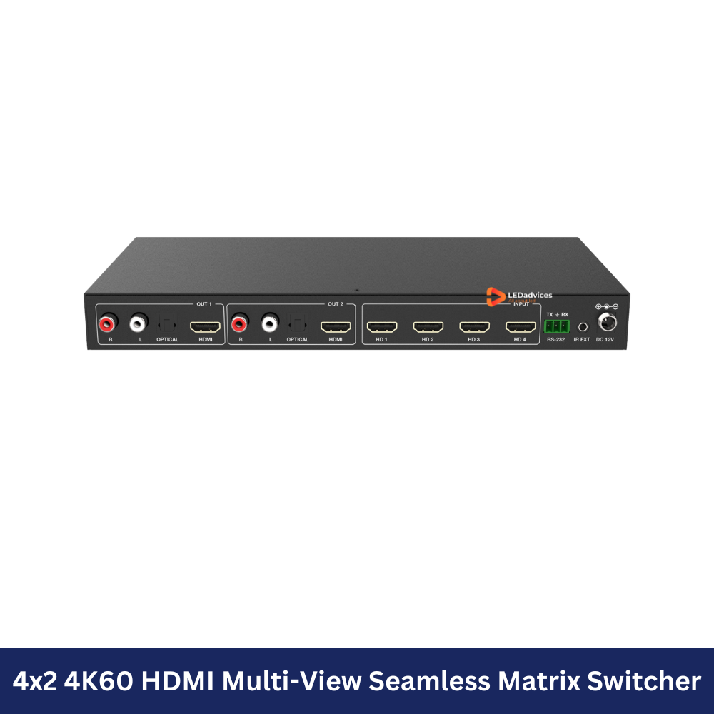 4x2 4K60 HDMI Multi-View Seamless Matrix Switcher  Model: HDC-MXB42MV