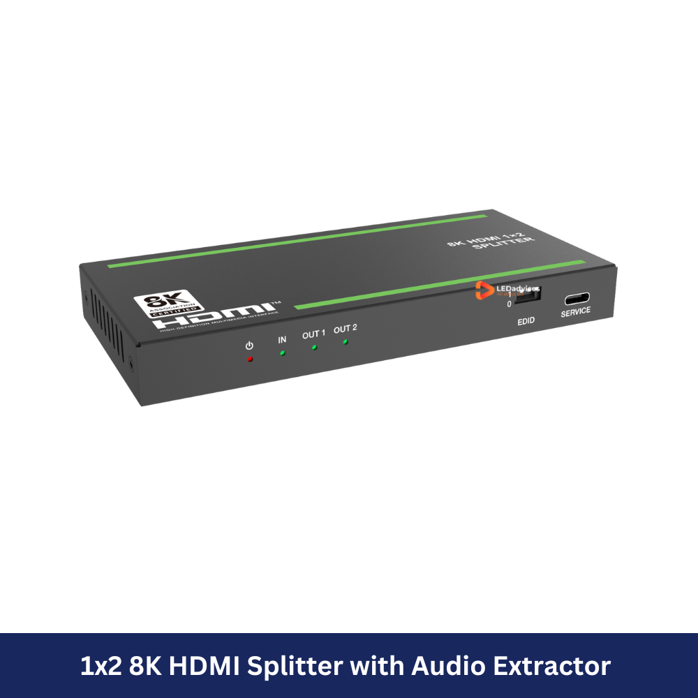 1x2 8K HDMI Splitter with Audio Extractor  Model: HDC-SPC12A