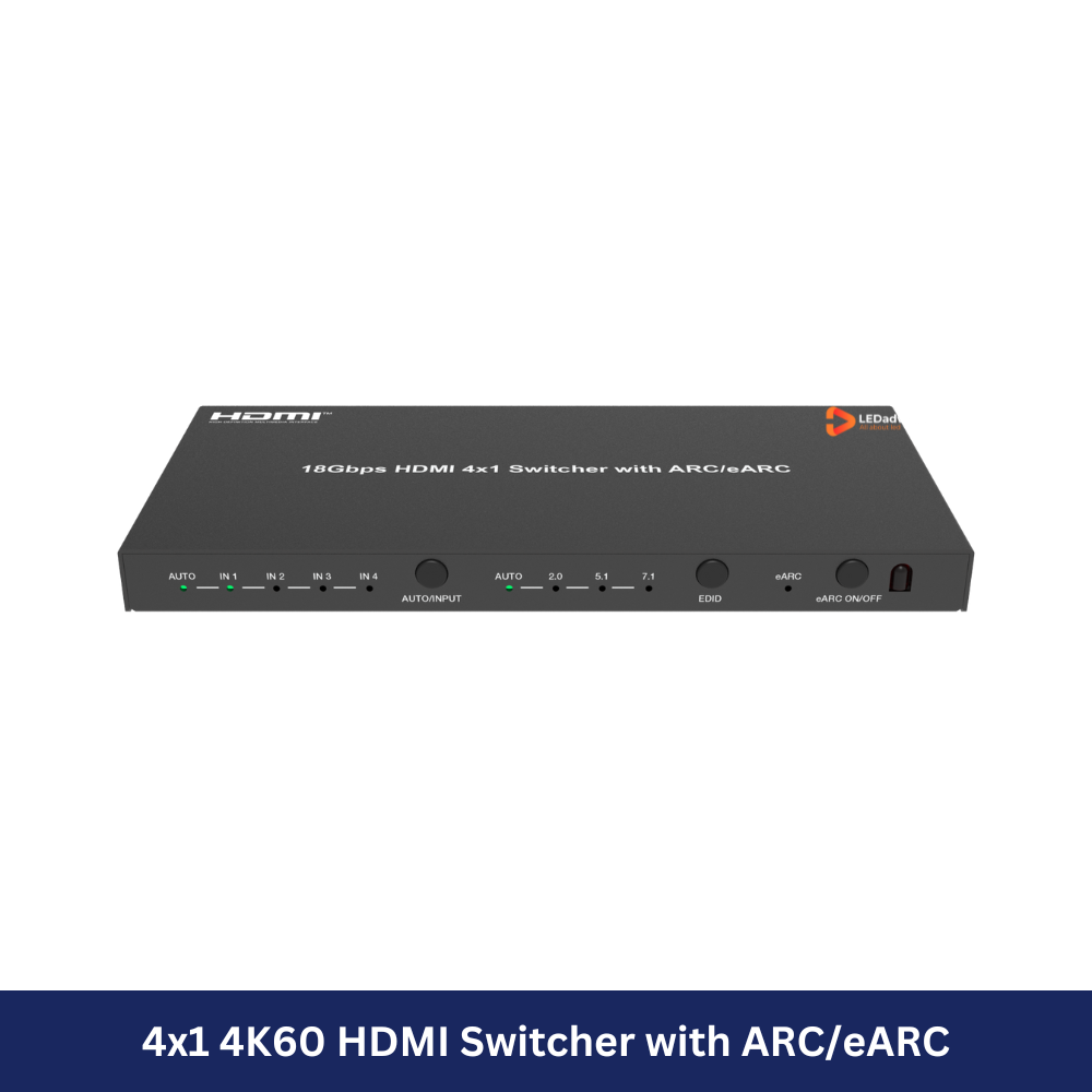 4x1 4K60 HDMI Switcher with ARC/eARC Model: HDC-SWB41AEU