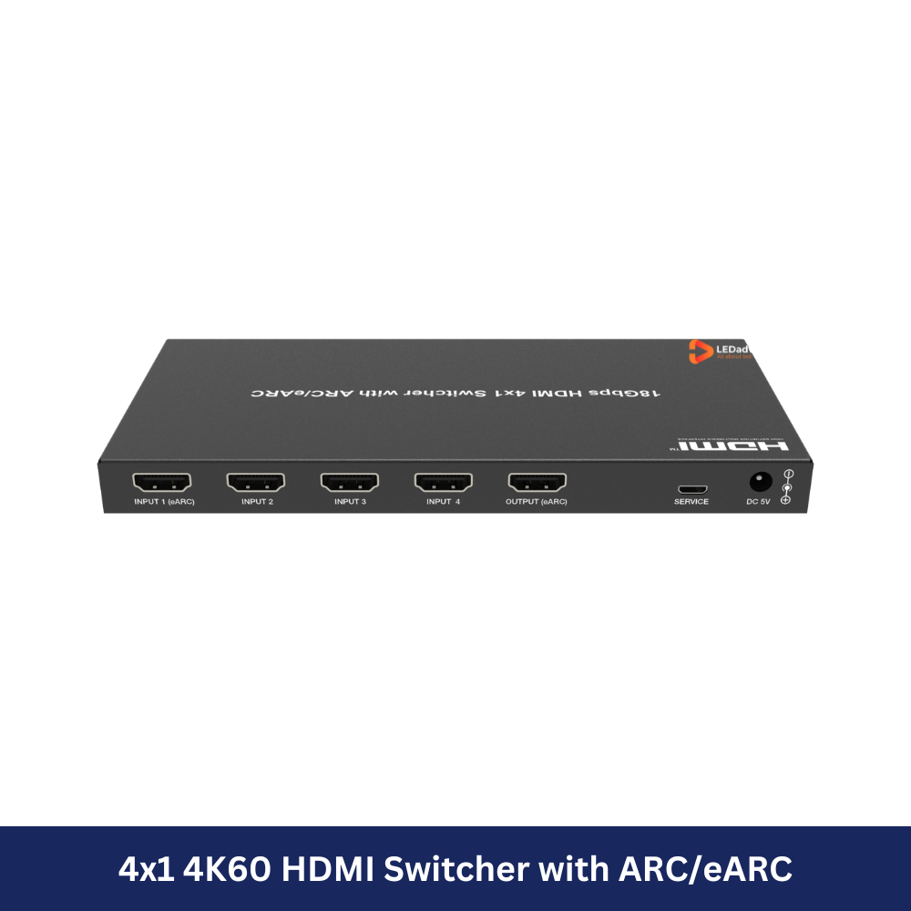 4x1 4K60 HDMI Switcher with ARC/eARC Model: HDC-SWB41AEU