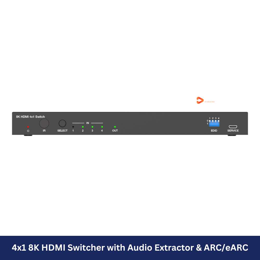 4x1 8K HDMI Switcher with Audio Extractor & ARC/eARC Model: HDC-SWC41A