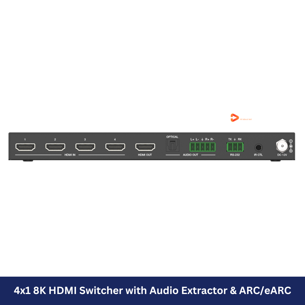 4x1 8K HDMI Switcher with Audio Extractor & ARC/eARC Model: HDC-SWC41A
