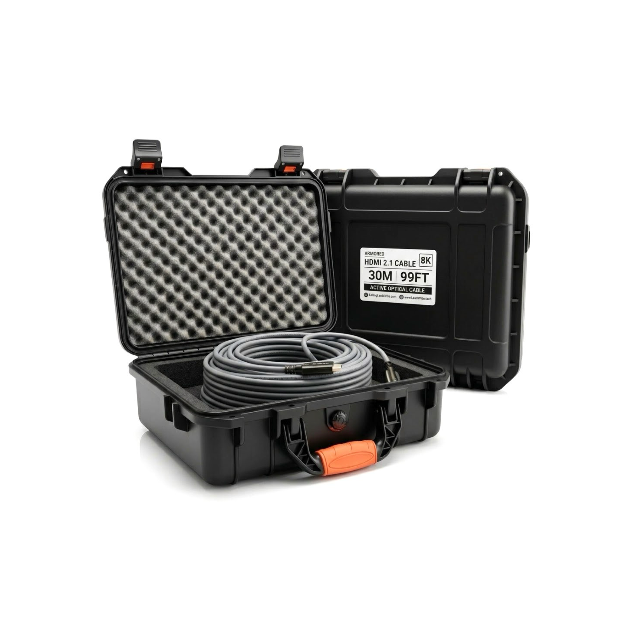 8K HDMI 2.1 Armored Active Optical Cable with Protective Carrying Case – 30m / 99ft, 48Gbps, 8K@60Hz, 4K@144Hz