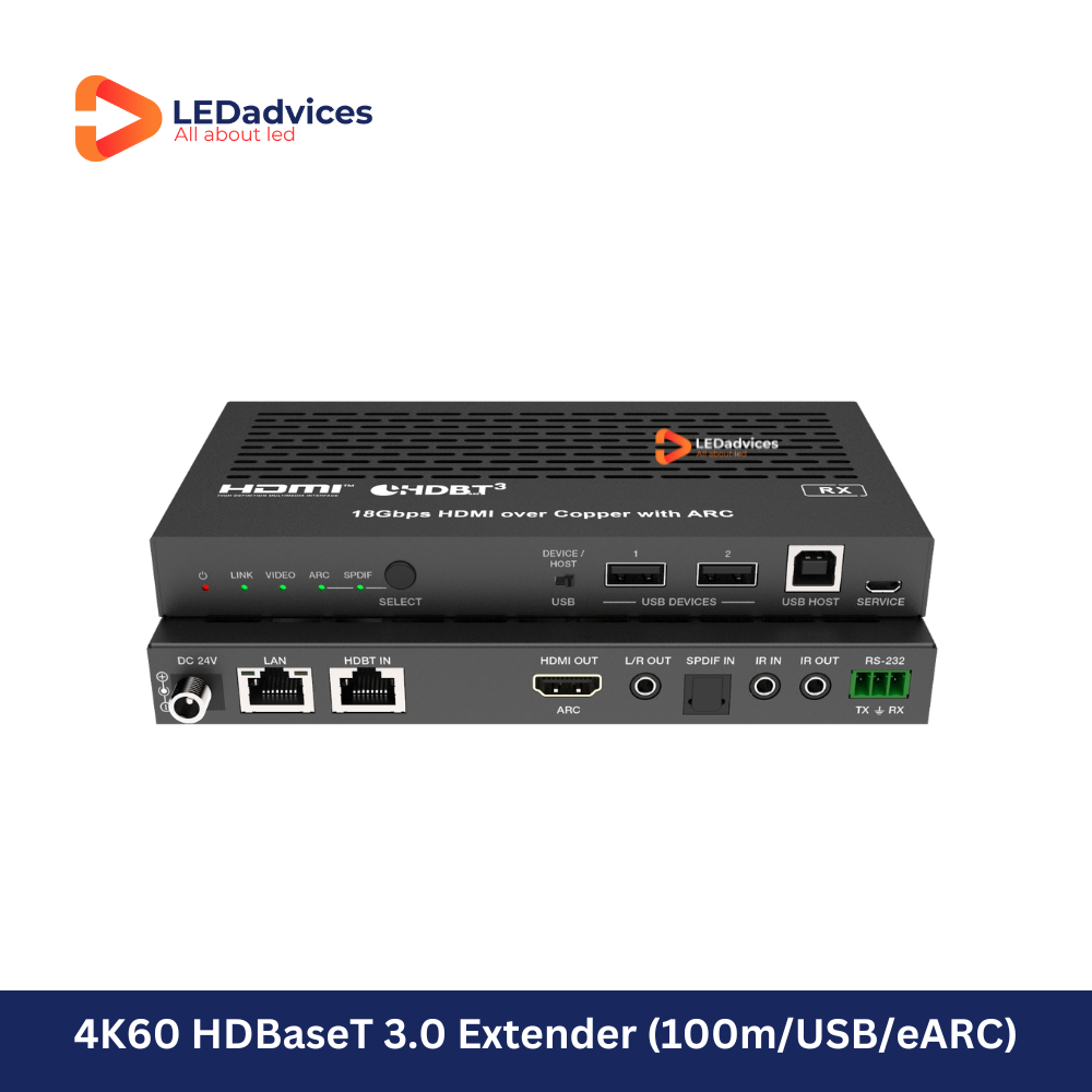 4K60 HDBaseT 3.0 Extender with USB, eARC (100m) Model: HDP-EHB100V3K