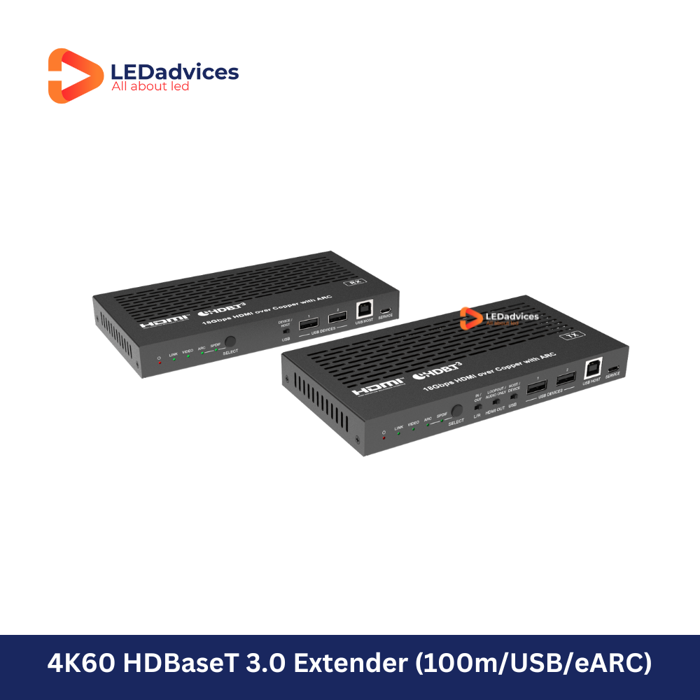 4K60 HDBaseT 3.0 Extender with USB, eARC (100m) Model: HDP-EHB100V3K