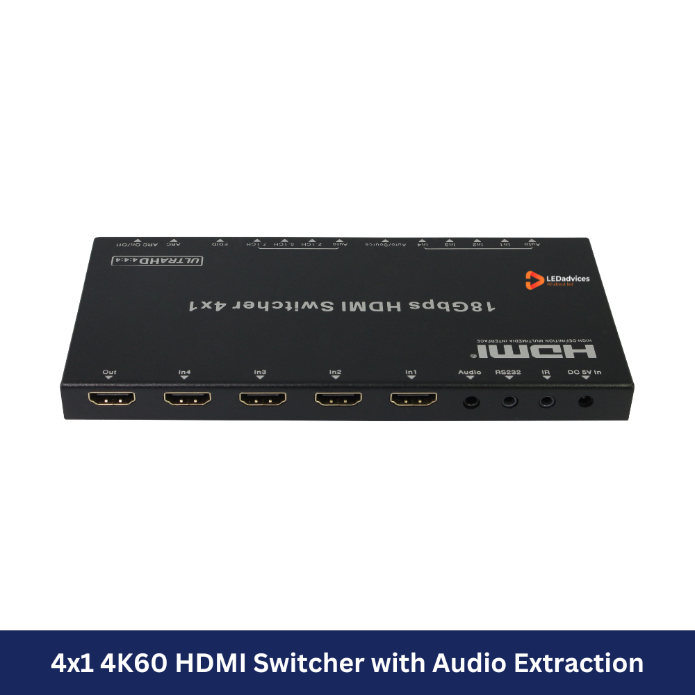 4x1 4K60 HDMI Switcher with Audio Extraction Model: HDS-B41A