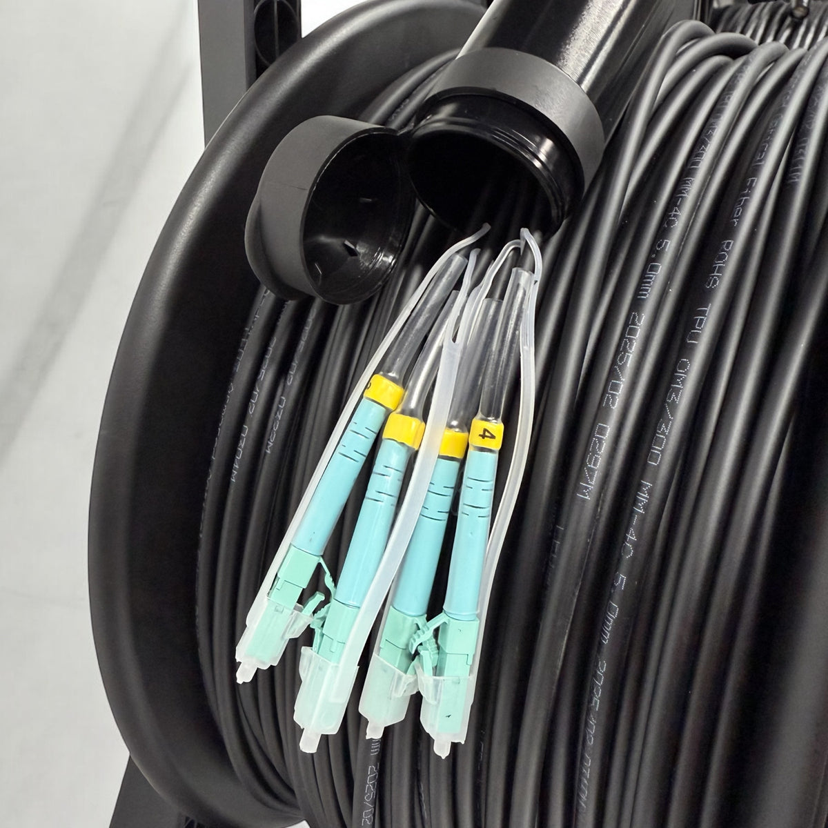 4-Core MM Armored Fiber Cable, TPU, LC-LC, 100M/328Ft, USA Stock