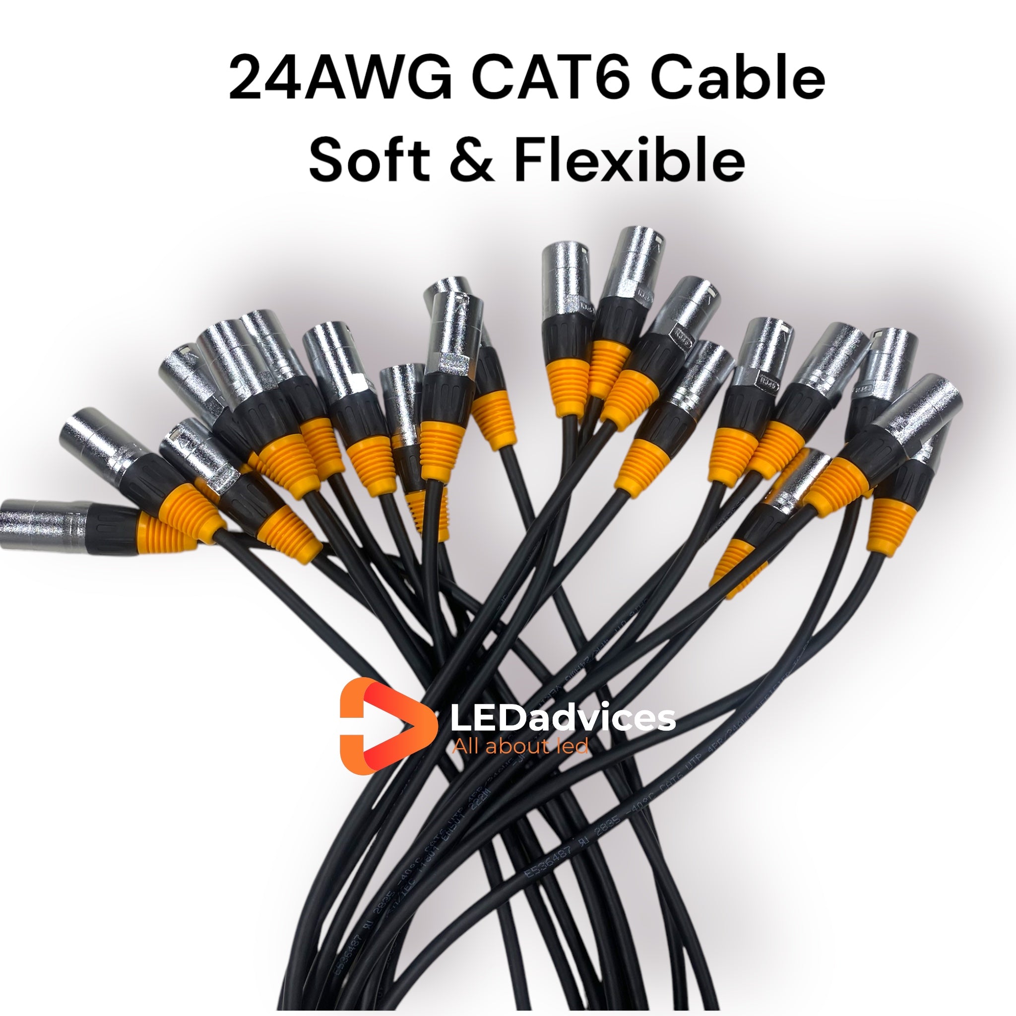 0.8m/1.2m 10pcs 24AWG CAT6 Soft & Flexible Ethernet Cable For LED Display