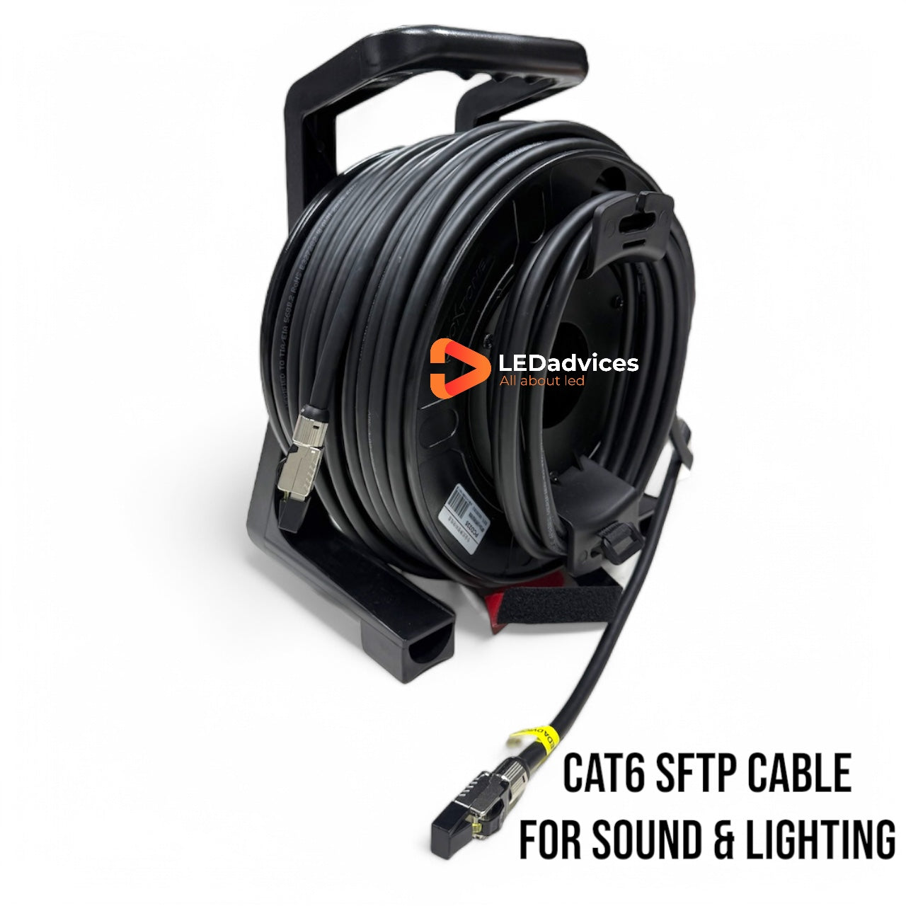 50m CAT6 SFTP Double-Shielded Flexible Cable with PCD235 Reel | Professional-Grade for LED Screens, Stage Lighting, Audio & DMX
