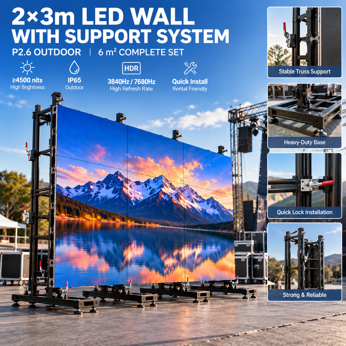 6㎡  P2.6 Outdoor LED Wall 2×3m Package | USA Stock