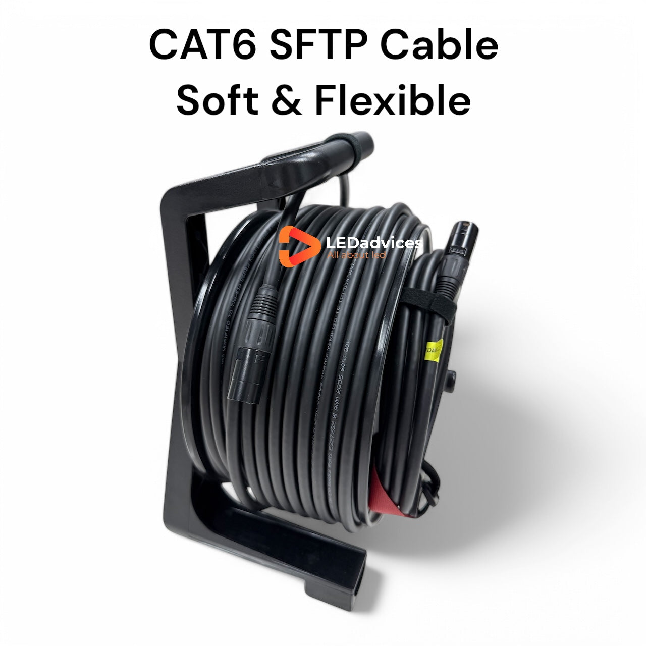 50m CAT6 SFTP Double-Shielded Flexible Cable with PCD235 Reel | Professional-Grade for LED Screens, Stage Lighting, Audio & DMX